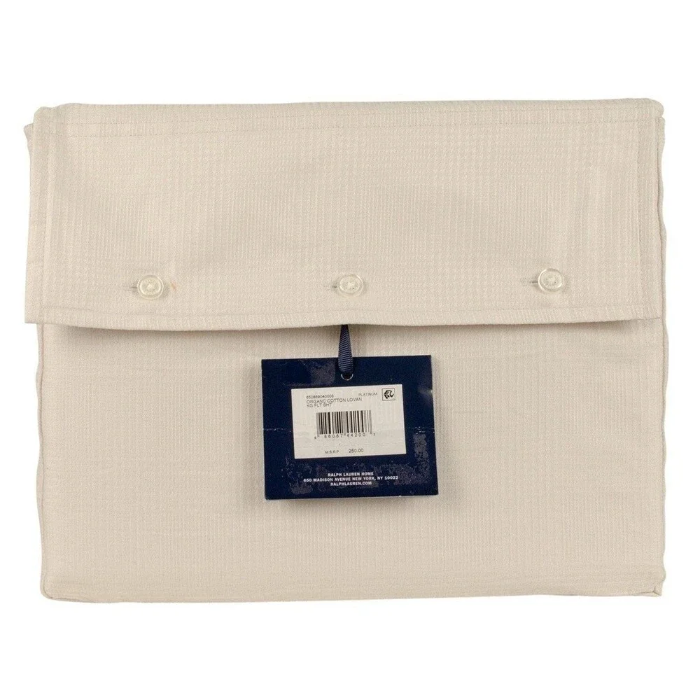Ralph Lauren Home Organic Cotton Lovan Jacquard King Flat Sheet Platinum
